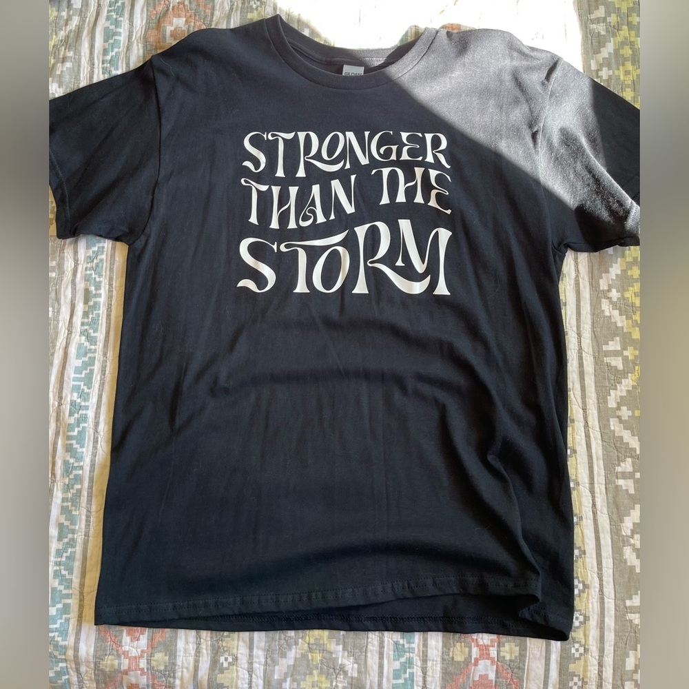 NWT Stronger Than The Storm Graphic Tee in Black and White